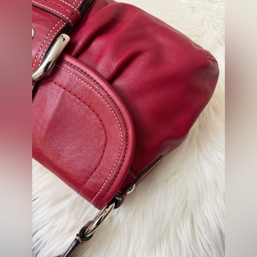 Coach Cherry Red Leather Shoulder Bag #F15204 - Picture 11 of 15